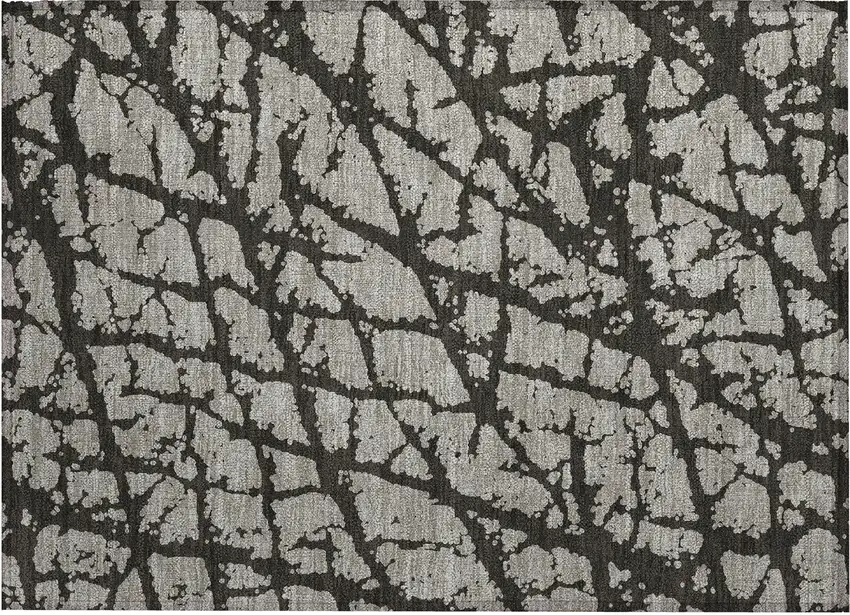 Gray and Black Abstract Washable Non Skid Indoor Outdoor Area Rug Photo 2