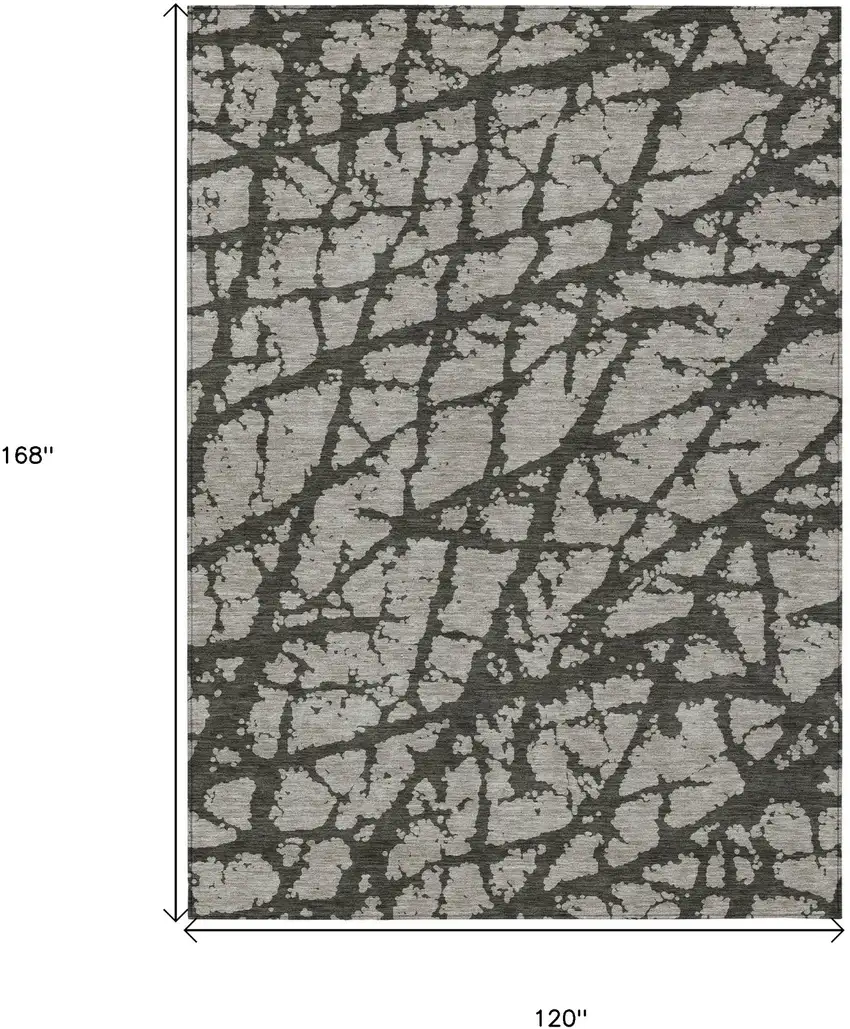 Gray and Black Abstract Washable Non Skid Indoor Outdoor Area Rug Photo 3