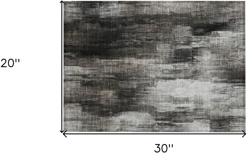 Gray and Black Abstract Washable Non Skid Indoor Outdoor Area Rug Photo 3