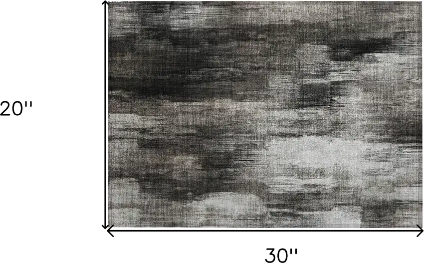 Gray and Black Abstract Washable Non Skid Indoor Outdoor Area Rug Photo 3