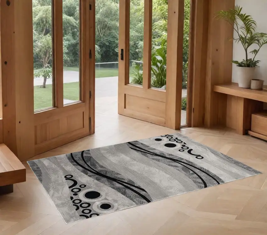 Gray Abstract Dhurrie Area Rug Photo 1