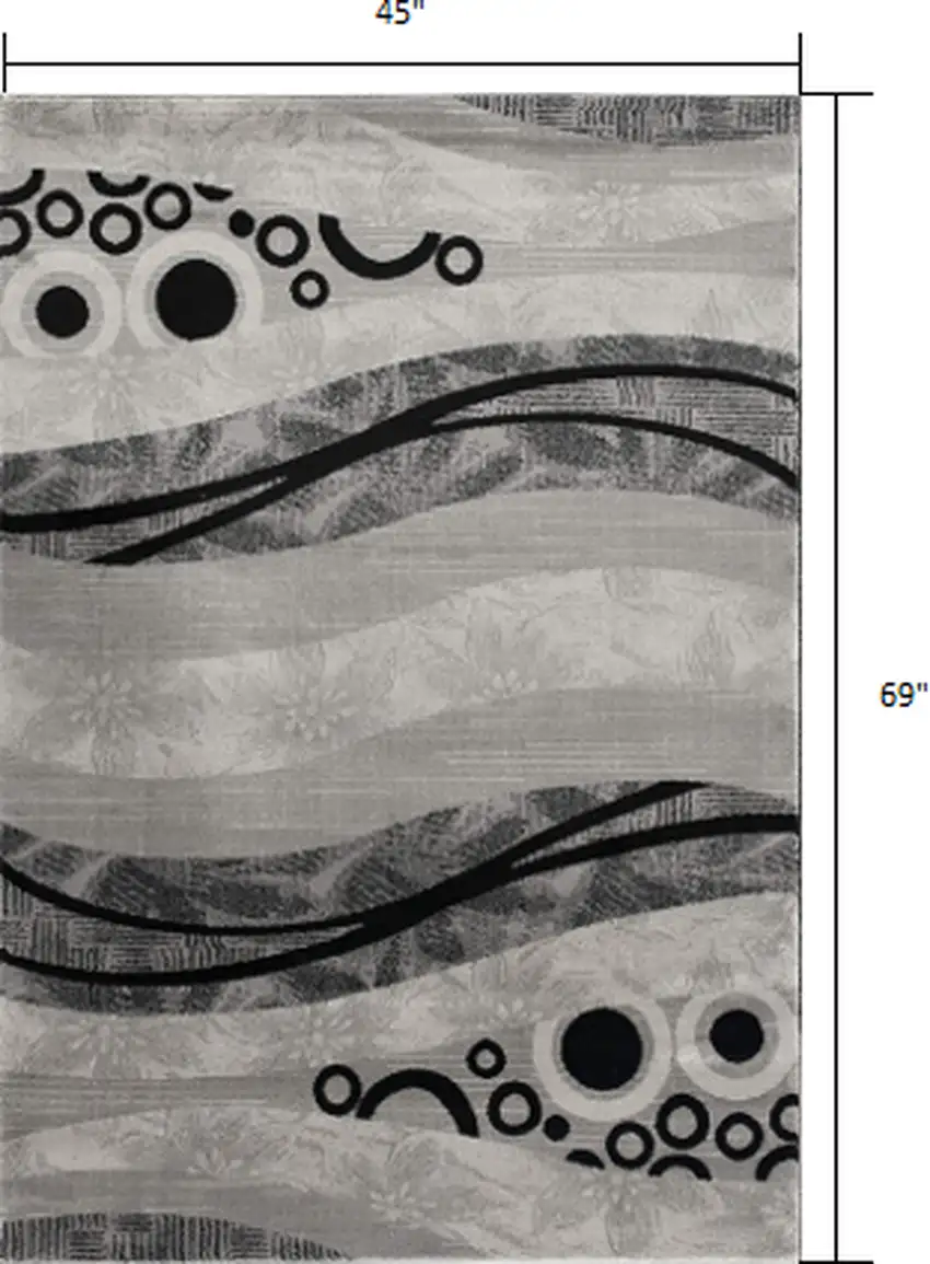 Gray Abstract Power Loom Area Rug Photo 3