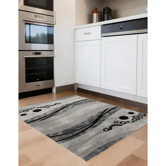 Gray Abstract Power Loom Area Rug Photo 1