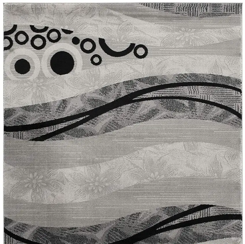 Gray And Black Abstract Area Rug Photo 4