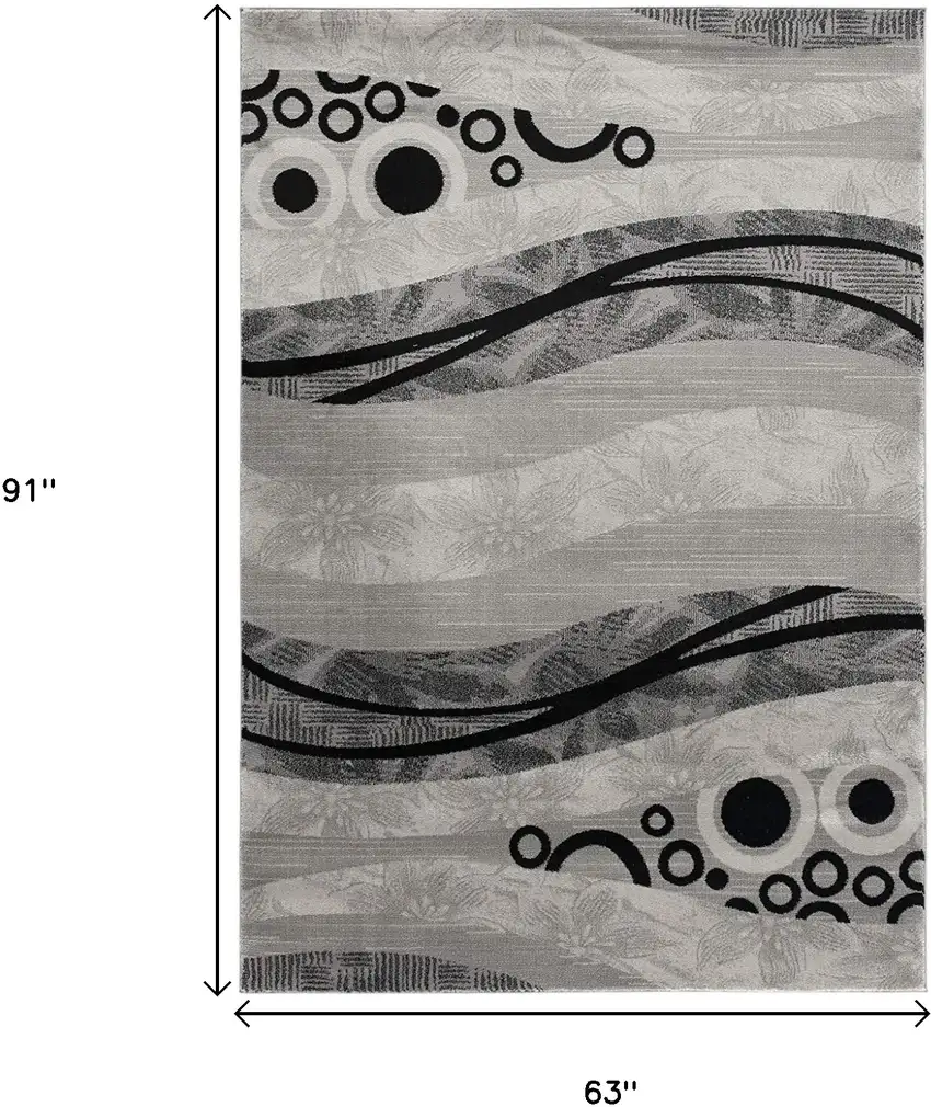 Gray And Black Abstract Area Rug Photo 9