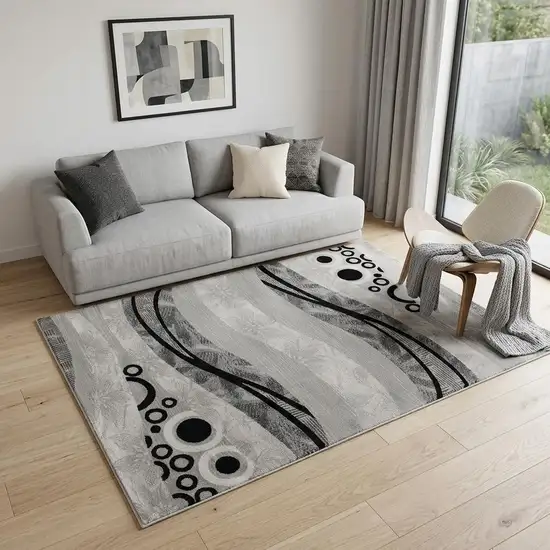 Gray And Black Abstract Area Rug Photo 1