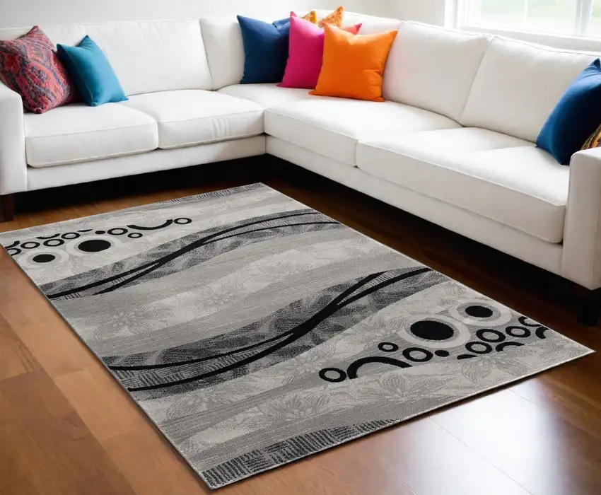 Gray Abstract Dhurrie Area Rug Photo 1