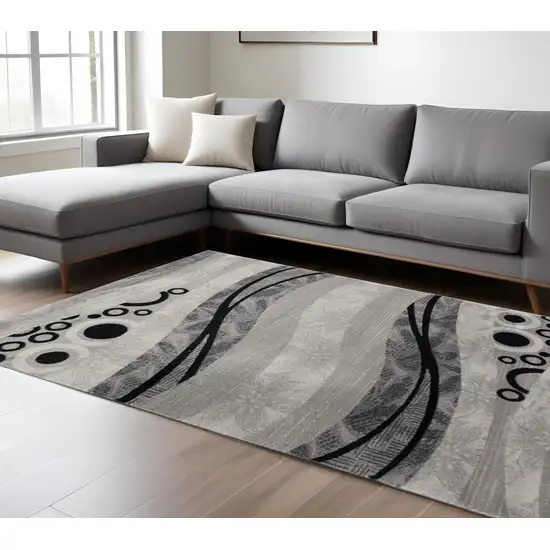 Gray Abstract Dhurrie Area Rug Photo 1