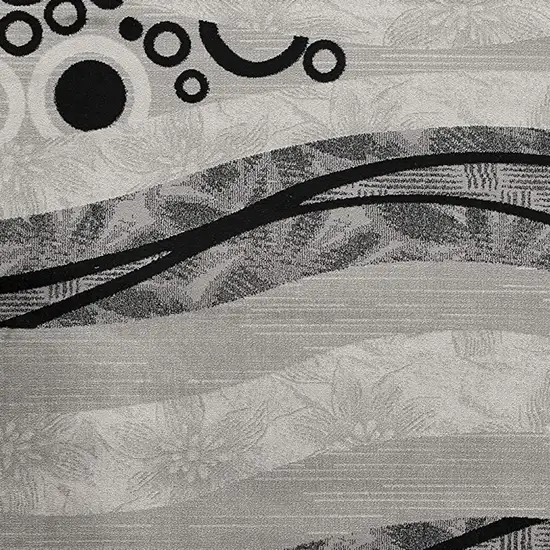 15' Gray Abstract Power Loom Runner Rug Photo 3