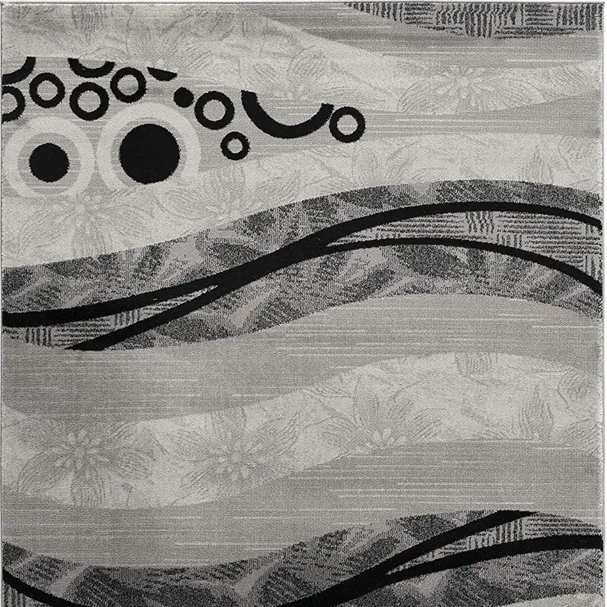 15' Gray Abstract Power Loom Runner Rug Photo 4