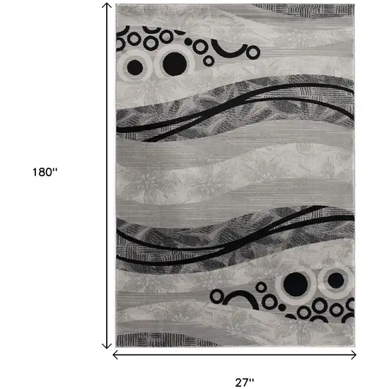 15' Gray Abstract Power Loom Runner Rug Photo 7