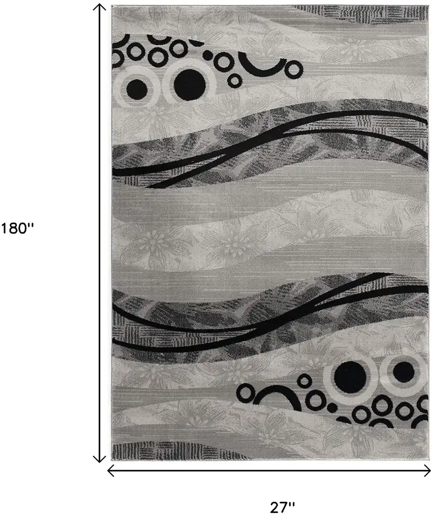 15' Gray Abstract Power Loom Runner Rug Photo 7