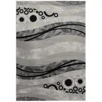 Photo of Gray and Black Abstract Waves Runner Rug