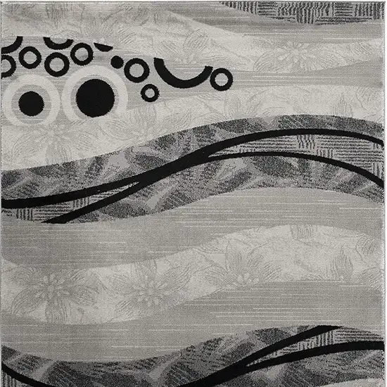 15' Gray Abstract Power Loom Runner Rug Photo 4