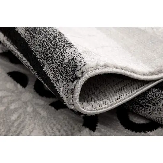 15' Gray Abstract Power Loom Runner Rug Photo 5
