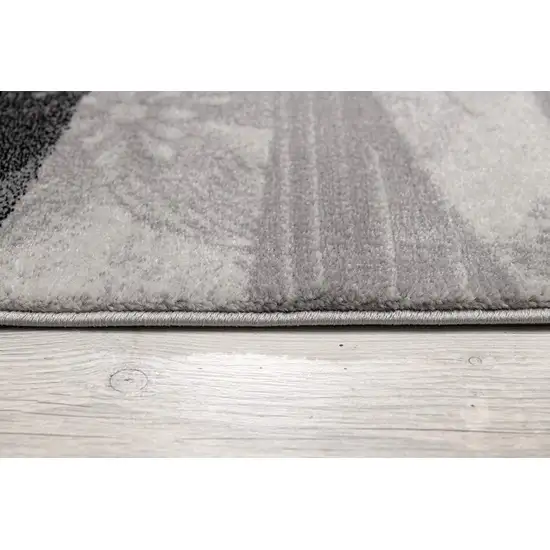 15' Gray Abstract Power Loom Runner Rug Photo 8
