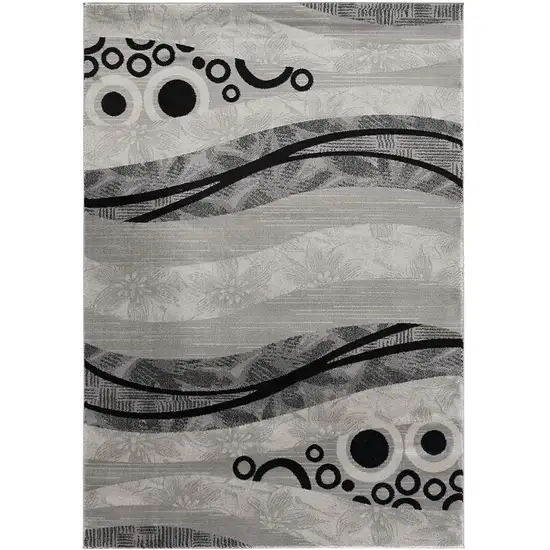 20' Gray And Black Abstract Runner Rug Photo 2