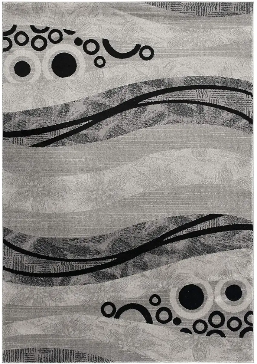 20' Gray And Black Abstract Runner Rug Photo 2