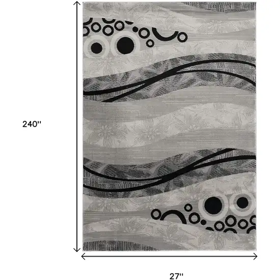 20' Gray And Black Abstract Runner Rug Photo 8