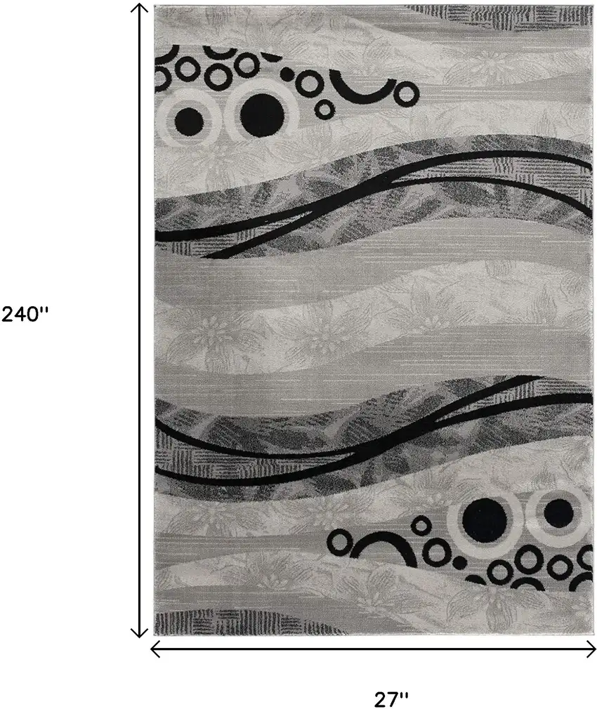 20' Gray And Black Abstract Runner Rug Photo 8