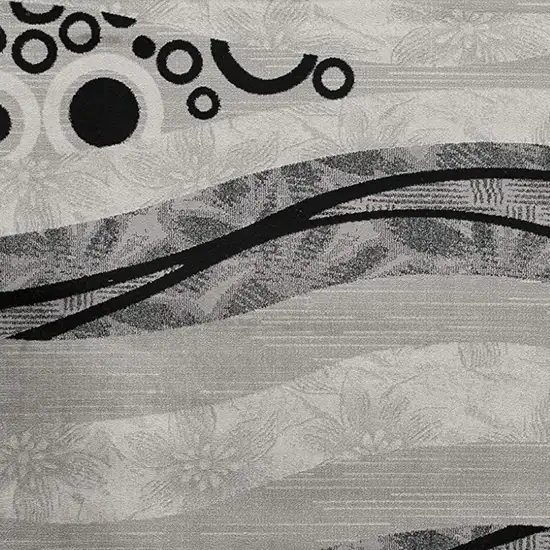 20' Gray And Black Abstract Runner Rug Photo 3