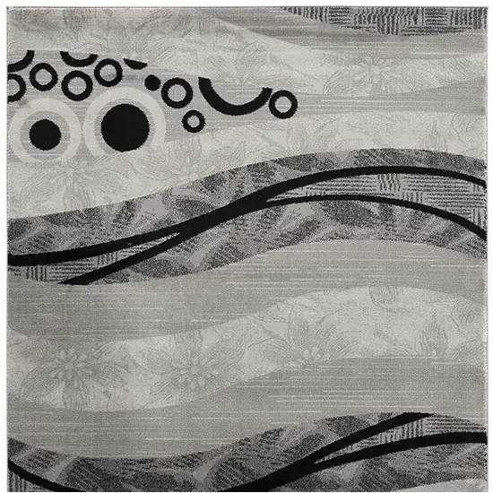 20' Gray And Black Abstract Runner Rug Photo 4