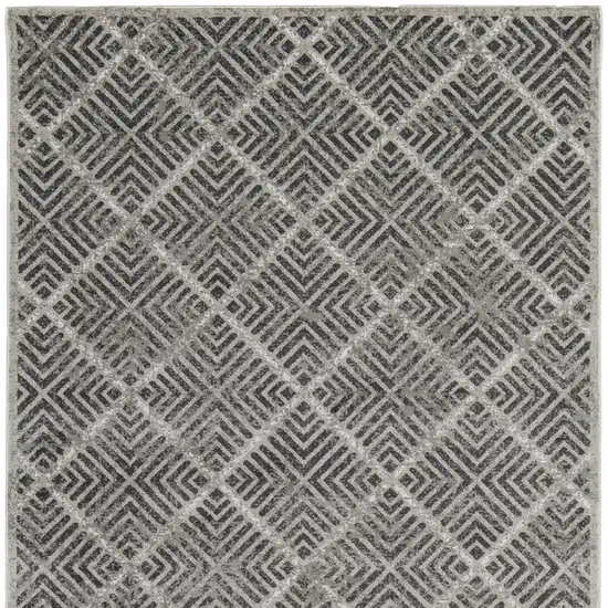 Gray and Black Geometric Power Loom Worn Faded Area Rug Photo 4