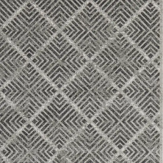Gray and Black Geometric Power Loom Worn Faded Area Rug Photo 5