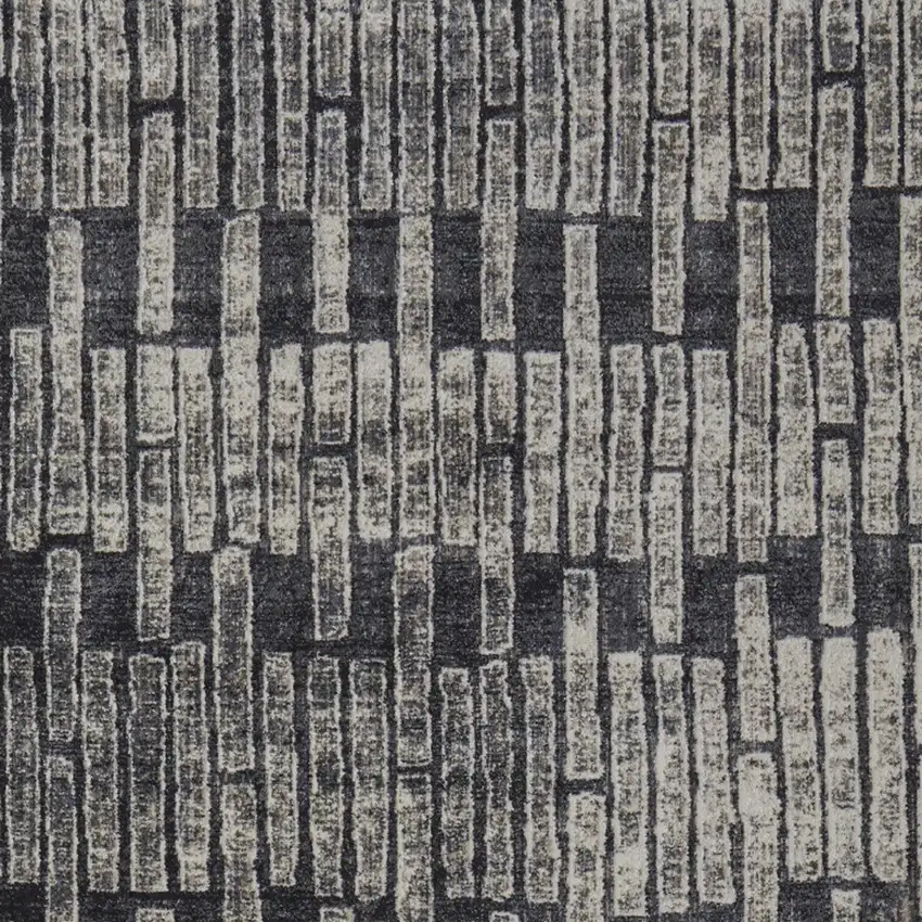 Gray and Black Geometric Power Loom Worn Faded Area Rug Photo 4