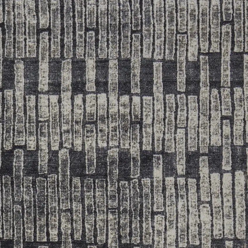 Gray and Black Geometric Power Loom Worn Faded Area Rug Photo 4