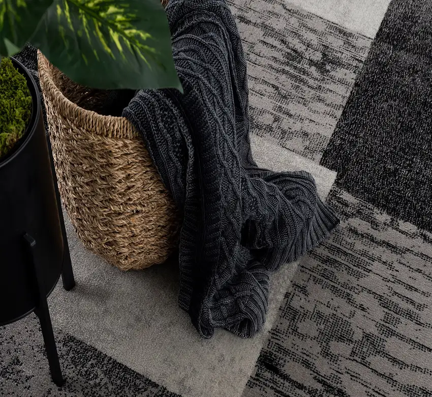 Gray and Black Geometric Washable Non Skid Area Rug Photo 5