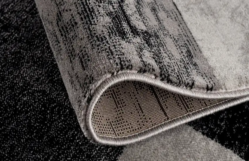 Gray and Black Geometric Washable Non Skid Area Rug Photo 6