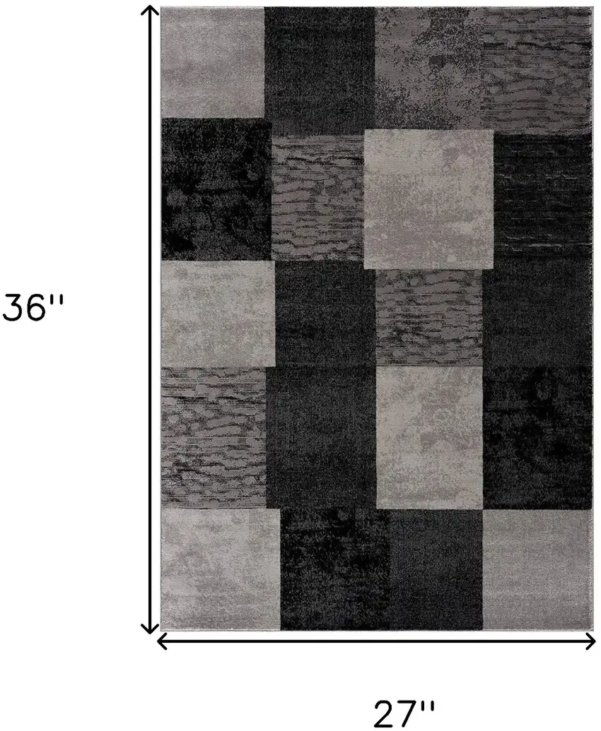 Gray and Black Geometric Washable Non Skid Area Rug Photo 7