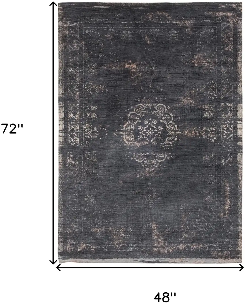 Gray and Black Medallion Non Skid Area Rug Photo 3