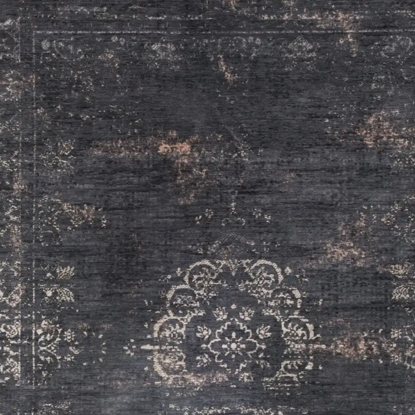 Gray and Black Medallion Non Skid Area Rug Photo 5