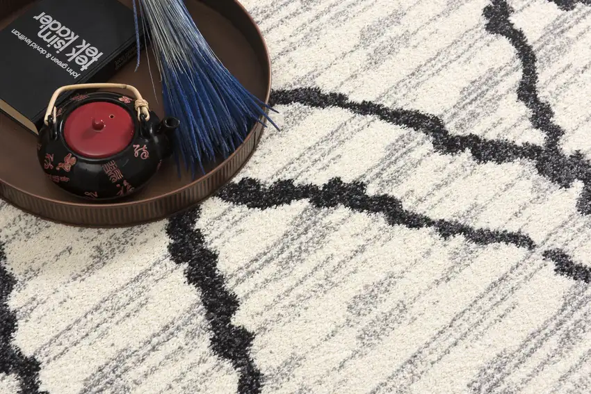 Gray and Black Modern Abstract Area Rug Photo 8