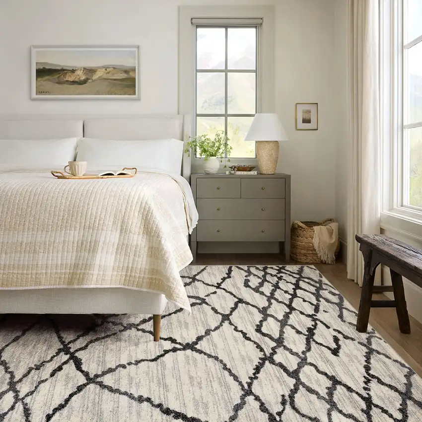 Gray and Black Modern Abstract Area Rug Photo 5