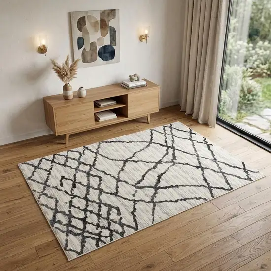 Gray And Black Modern Abstract Area Rug Photo 1