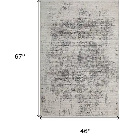 Gray and Black Oriental Power Loom Distressed Area Rug Photo 4