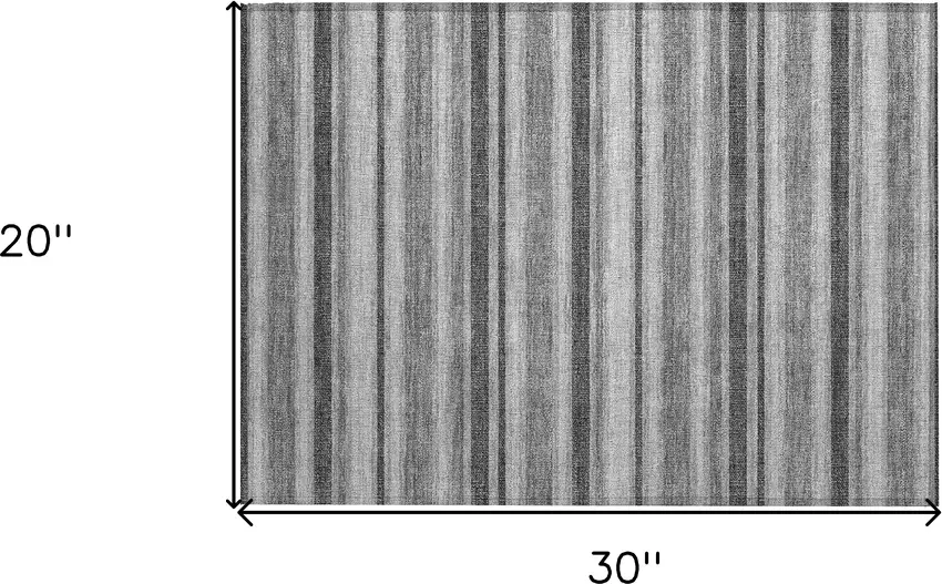 Gray and Black Striped Washable Indoor Outdoor Area Rug Photo 3