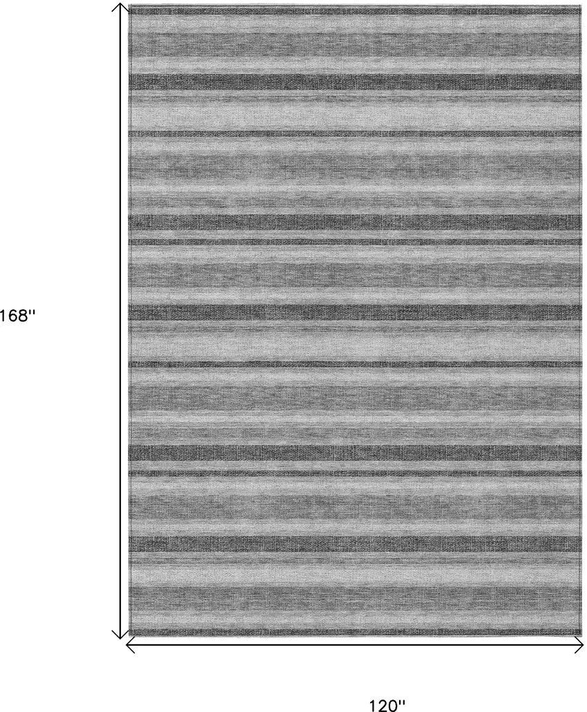 Gray and Black Striped Washable Non Skid Indoor Outdoor Area Rug Photo 3