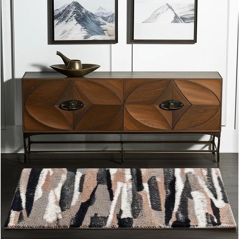 Gray and Black Strokes Area Rug Photo 4