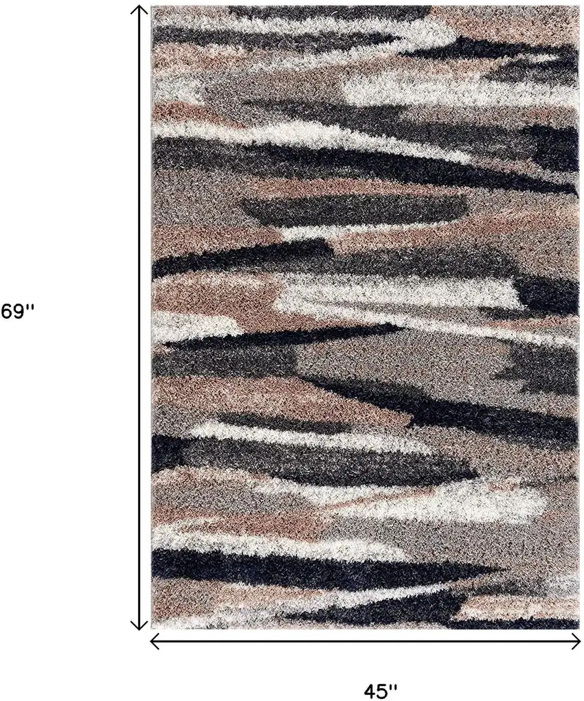 Gray And Black Strokes Area Rug Photo 3