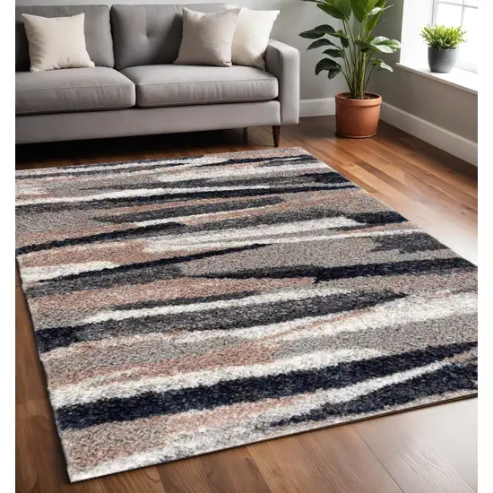 Gray And Black Strokes Area Rug Photo 1