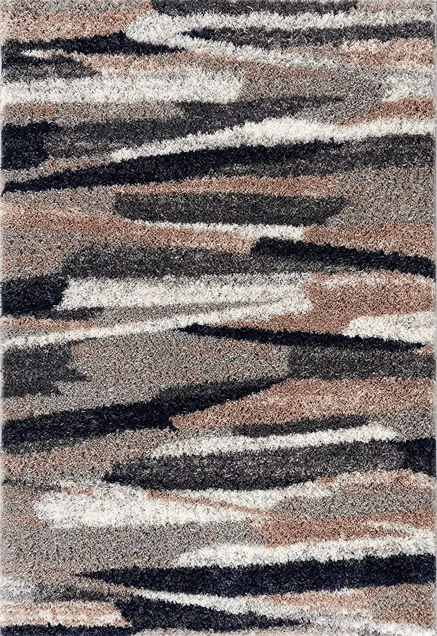 Gray And Black Strokes Area Rug Photo 3