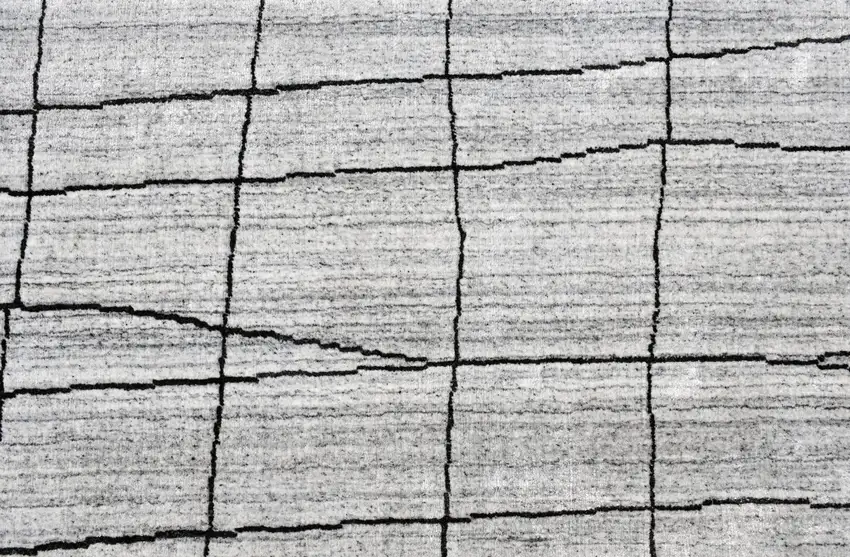 Gray and Black Wool Abstract Geometric Hand Loomed Area Rug Photo 4