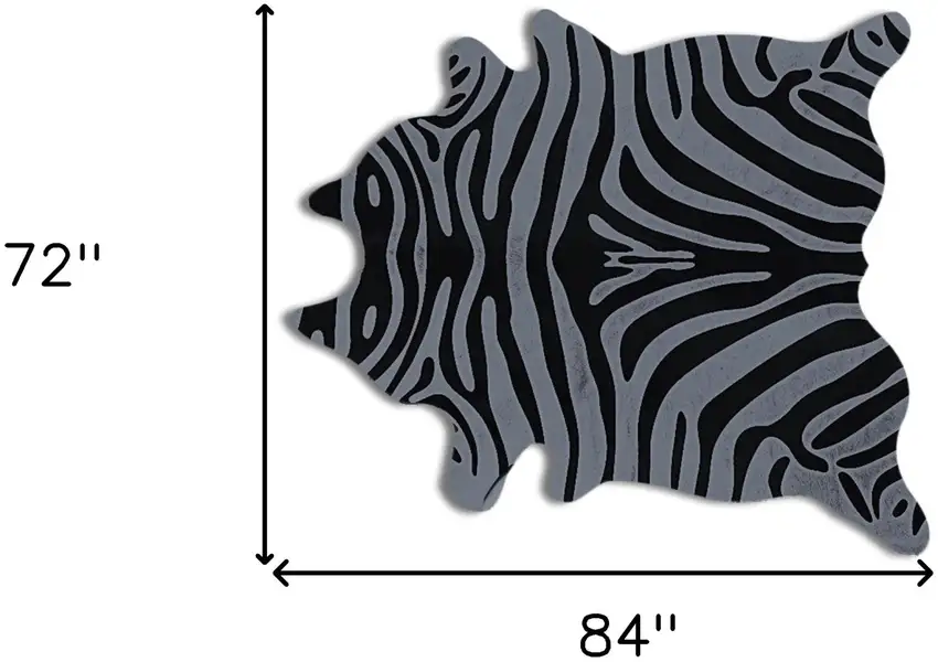Gray and Black Zebra Print Genuine Cowhide Area Rug Photo 5
