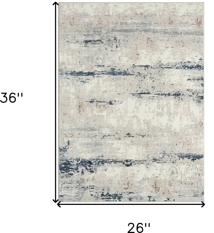 Gray and Blue Abstract Area Rug Photo 3