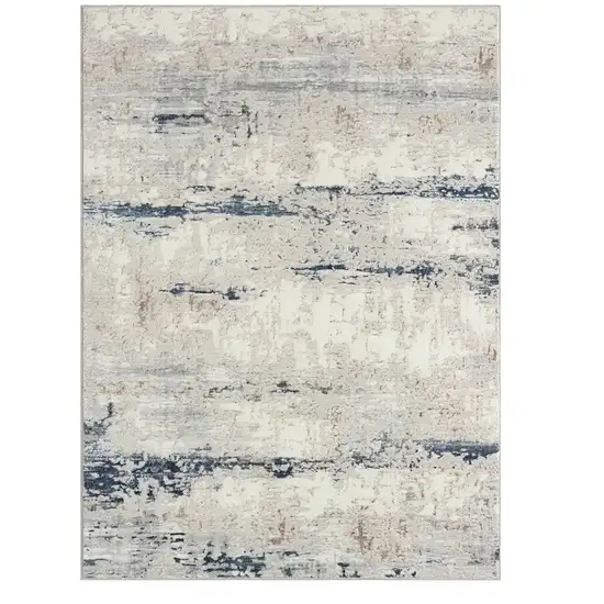 Gray and Blue Abstract Area Rug Photo 2