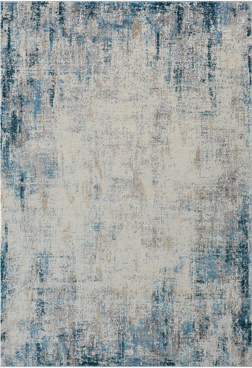 Gray and Blue Abstract Area Rug Photo 5